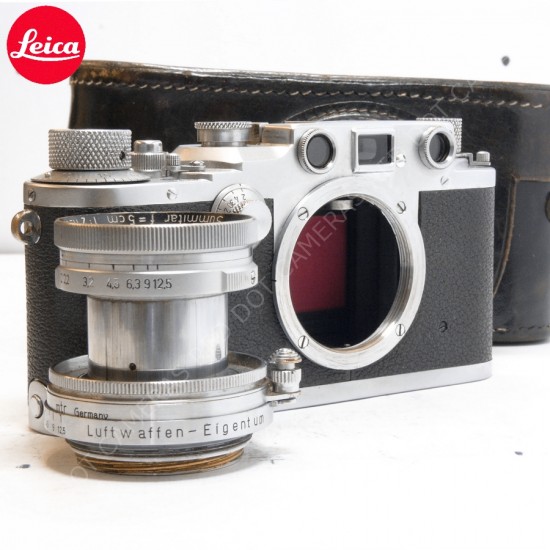Leica IIIc Luftwaffen-Eigentum and Summitar 5cm f2 with Case